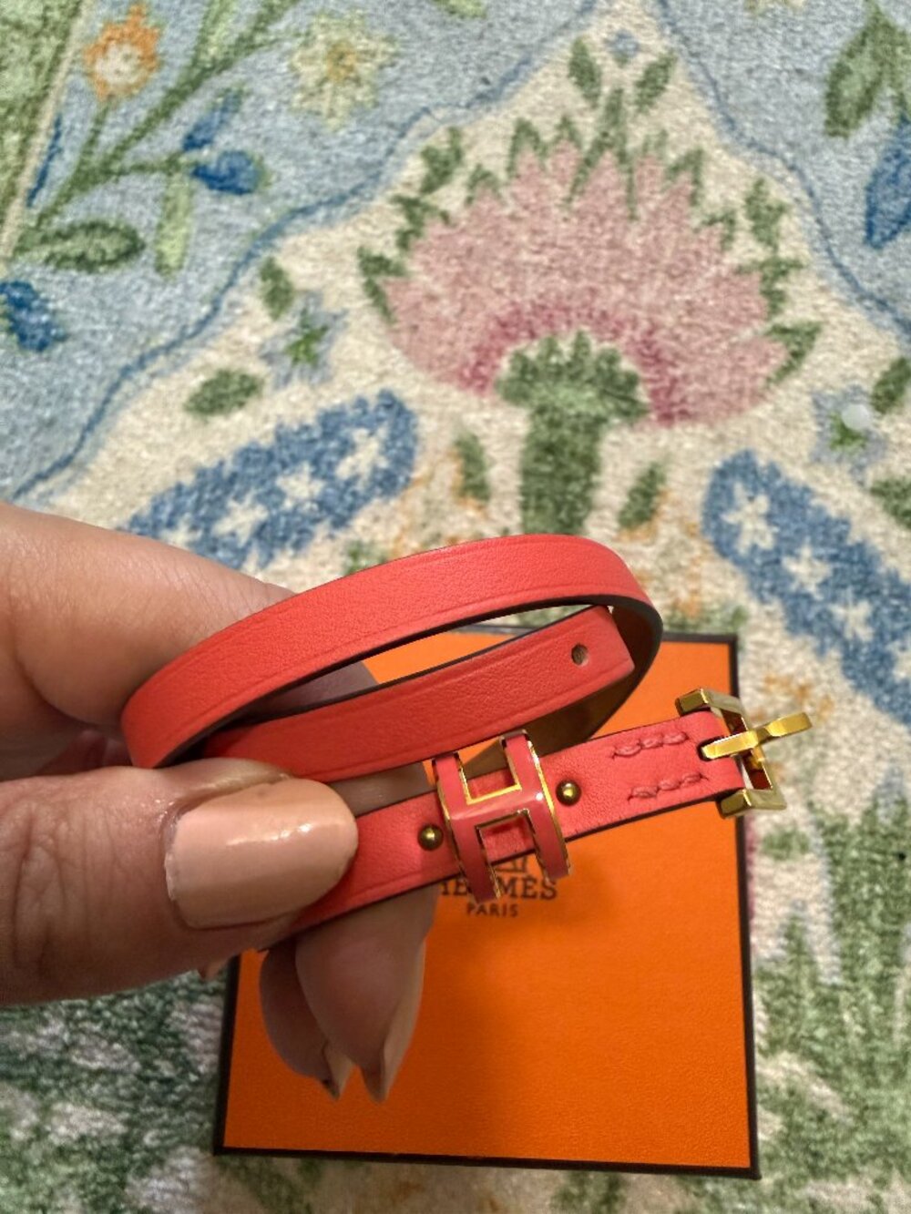 Hermes Leather Pop H Double Tour Wrap Bracelet